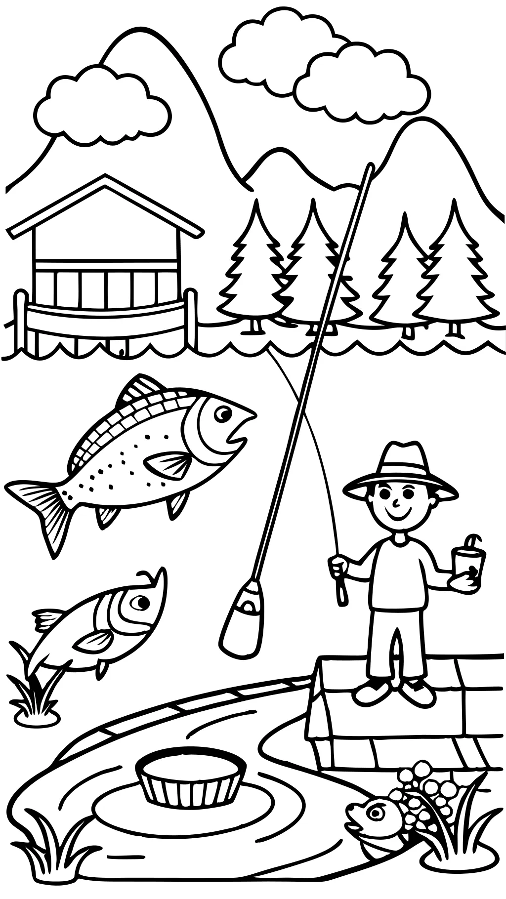 coloriage imprimable de pêche